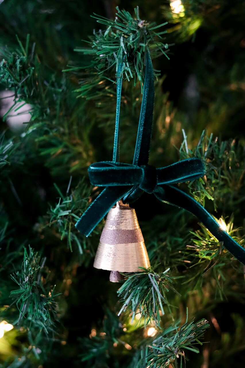 Ornament de brad de Crăciun, BSY242, 4x12 cm, Catifea, Verde inchis - imagine 3